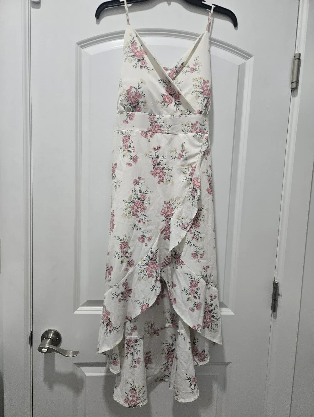 No Boundaries Floral Faux Wrap High Low Ruffle Dress Juniors XL 15-17 Cottagecor